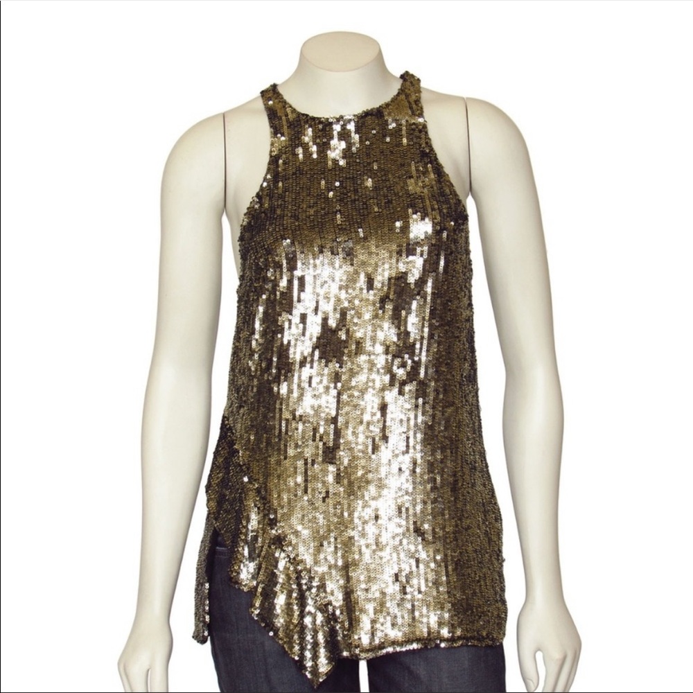 3.1 PHILLIP LIM ANTIQUE GOLD SEQUIN RACERBACK TOP